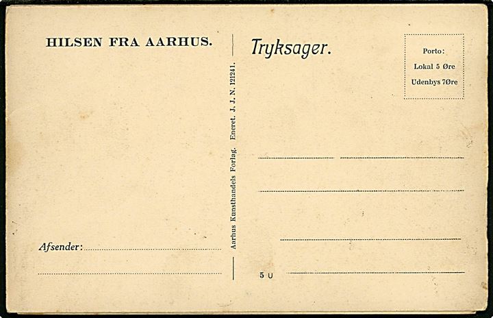 Aarhus. 5-Fløjet folde ud kort med mange prospekter. Aarhus kunsthandel - J.J.N. no. 121241.