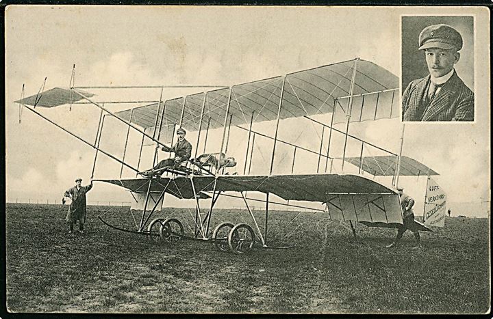 Felix Laitsch, tysk ingeniør og flyver i sin maskine under Rundflug durch Sachsen 20.-29.5.1911.
