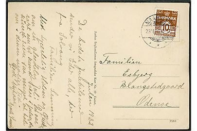 10 øre Bølgelinie på brevkort annulleret med brotype Ic Maarslet d. 23.12.1932 til Odense.