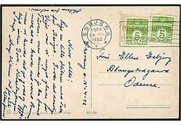 5 øre Bølgelinie (2) på brevkort annulleret med TMS Esbjerg / Fiskeriudstillingen Esbjerg 25. juni - 10 juli d. 15.4.1932 til Odense. 