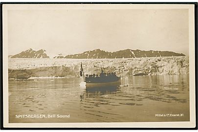 Svalbard/Spitzbergen. Bell Sound turistbåd. Mittet & Co. no. 31. Reklamekort Nordenfjelske S/S Co. Trondhjem.