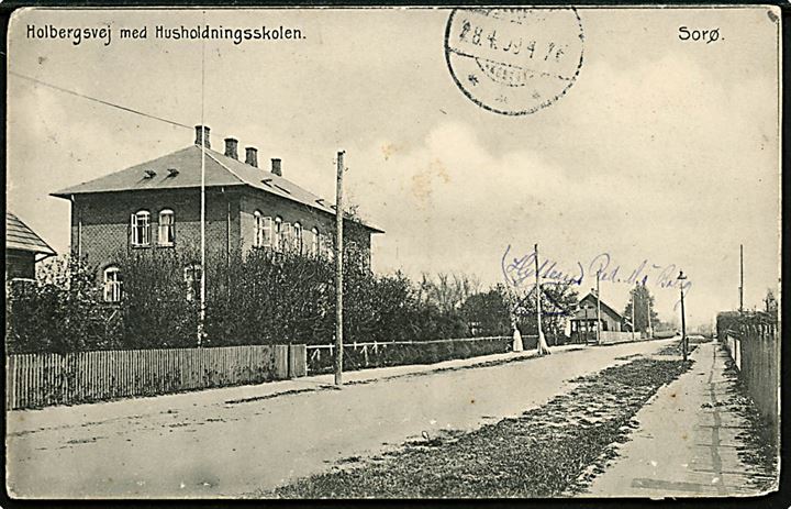 Sorø. Holbergsvej med Husholdningsskolen. Svegårds Boghandel no. 8.