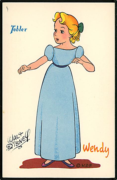 Walt Disney. Wendy fra Peter Pan. Fransk reklamekort fra 50erne for Tobler chokolade. Georges Lang, Paris u/no.