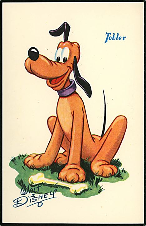 Walt Disney. Pluto. Fransk reklame kort fra 50'erne, for “Tobler” chokolade. Georges Lang, Paris u/no.