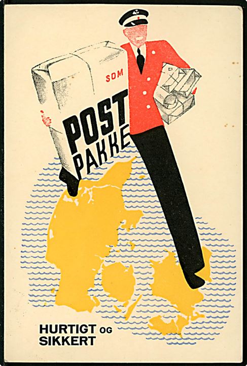 10 øre H. C. Andersen (2) på brevkort (Reklame for Postpakker) annulleret med særstempel Danmark * Det rullende Postkontor * d. 12.6.1936 til Katovice, Polen. Det rullende postkontor var d. 12.6.1936 opstillet i Vejle i forbindelse med Børnehjælpsdagen. Usædvanlig anvendelse til udlandet.