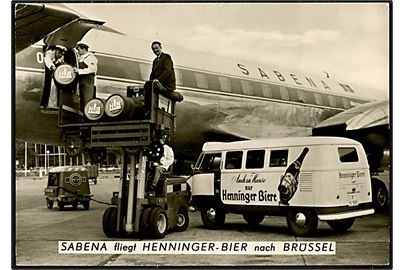 Belgiske luftfartsselskab SABENA flyver Henninger øl til Brüssel. 