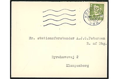 15 øre Fr. IX på brev fra København d. 22.12.1950 til stationsforstander A. J. C. Petersen, Ridder af Dannebrog, Klampenborg.
