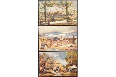 The Holy Land, komplet serie på 12 kort. R. Tuck & Sons no. 8979.