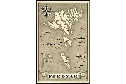Føroyar. Landkort. C. Høepfner u/no. Sendt fra Thorshavn d. 21.7.1950 til Sverige.