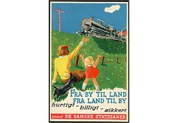 Fra By til Land / Fra Land til By med De Danske Statsbaner. Reklamekort Egmont H. Petersen u/no. 