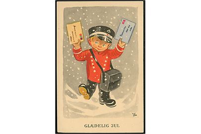 Illa Winkelhorn: Postbud med breve. Glædelig Jul. F.D.B. Papirafdelingen serie 1202.