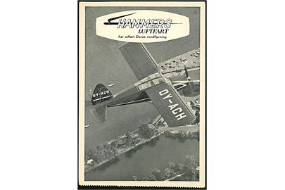 Skandinavisk Aero Industri KZ 7 Lærke OY-ACH fra Hammers Luftfart. Reklamekort fra 1950'erne. Svag fold.