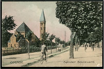 Odense, Sønder Boulevard med Ansgar kirke. Stenders no. 8976.