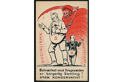 Axel Thiess: Valgplakat fra aprilvalget 1920 Bolværket mod Dragesæden er borgerlig Samling! Stem Konservativt! med Fr. Borgbjerg og C. Th. Zahle. Andreasen & Lachmann u/no.
