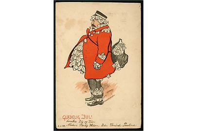 Alfred Schmidt: Postbud med julepost. A. J. no. 105. Særligt Julemærke postkort med Julemærke 1904.