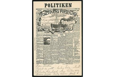 Politikens Pinsetur 1906. Reklamekort for sejlads i de danske farvande 3.-4.juni 1906. Warburg u/no.