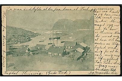 Grønland, koloni med sejlskib. Væbnerens serie u/no. Lodret fold i højre side.