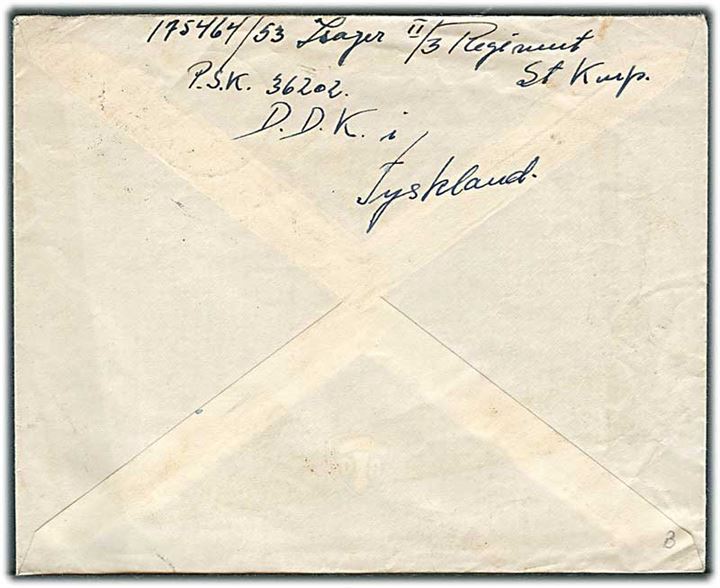 30 øre fr. IX på soldaterhjem kuvert stemplet Det danske Kommando II * i Tyskland * II d. 20.1.1955 til Helsingør.