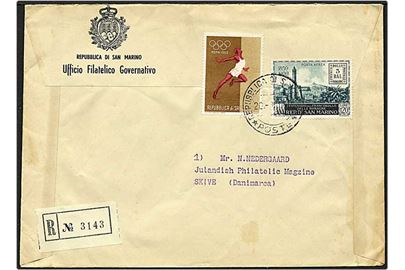 160 lire på Rec. brev fra San Marino d. 20.x.1960 til Skive.