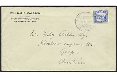 35 aur blå på brev fra Island d. 9.x.1935 til Graz, Østrig.