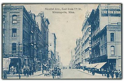 Nicollet Ave, East from 7th St, Minneapolis, Minn. A. C. Bosselman & Co, no. 5067.