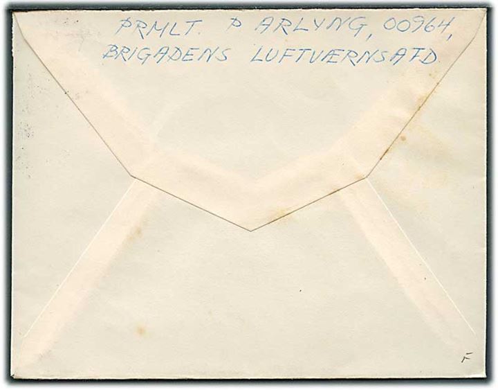 20 øre Fr. IX på brev stemplet Den danske Brigade 5 * i Tyskland * d. 29.3.1948 til København. Fra Brigadens Luftværnsafdeling i Wilhelmshaven, Tyskland.