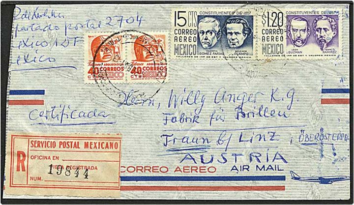 $2.15 rec. luftpostbrev fra Mexico City d. 4.2.1961 til Østrig.