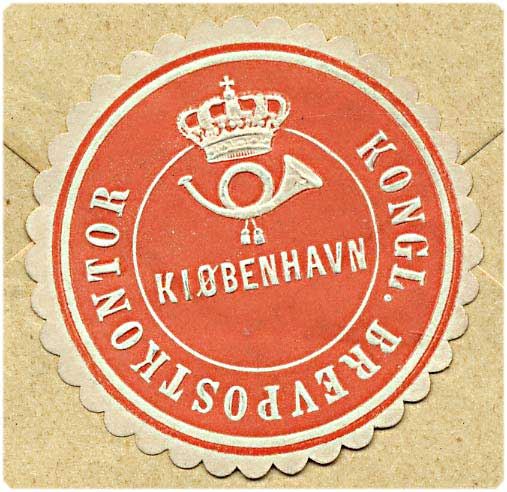 Ufrankeret international formular Nr. 19 med telegram fra København d. 17.10.18xx til Berlin, Tyskland. Kongl. Brevpostkontor oblat på bagsiden af kuverten.