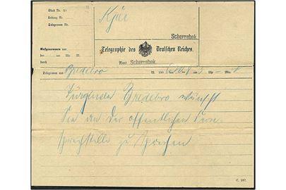 Telegram fra Bredebro d. 20.8.1906  til Skærbæk.
