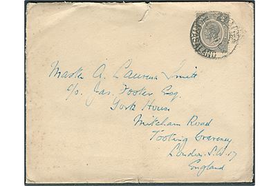 2d George V single på brev fra Zumba Nyasaland d. 15.3.1923 til London, England.