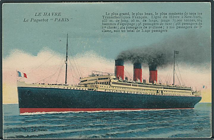 Amerikansk 1 c. Washington (2) på brevkort (S/S Paris) med fransk skibsstempel New York - Havre d. 29.9.1921 til Baden, Schweiz.