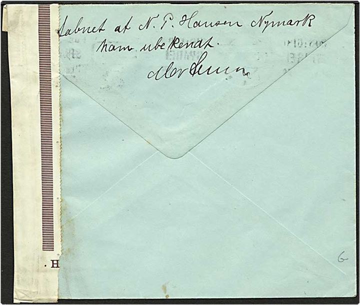 5 øre brun bølgelinie på brev fra Odense d. 28.2.1929 til Nymark. Brevet er returneret.