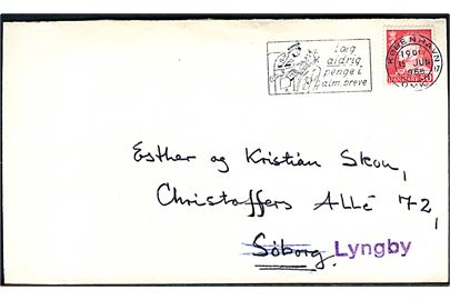 50 øre Fr. IX på brev fra København d. 15.6.1965 til Søborg - omadresseret med liniestempel Lyngby.