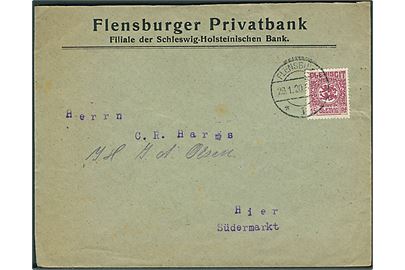 15 pfg. Fælles udg. på lokalbrev i Flensburg d. 29.1.1920.