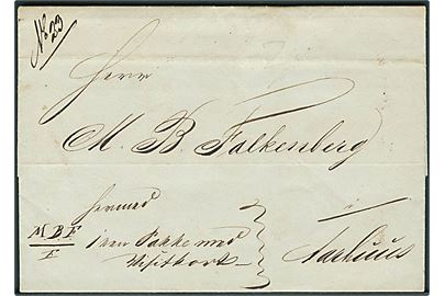 1847. Pakkefølgebrev fra Kjøbenhavn d. 15.10.1847 til Aarhus.