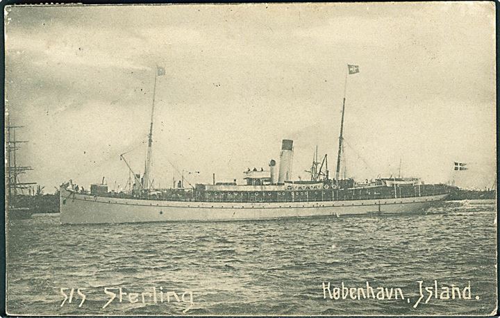 “Sterling”, S/S, D/S Thore, København - Island. O.K.P. no. 1132. Anvendt i Leith, Scotland 1907. Kvalitet 7