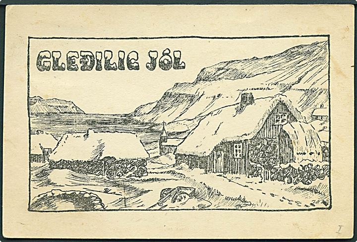 15 øre Chr. X på julekort dateret julen 1945 annulleret med udslebet stjernestempel VIDEREJDE til Kirkja på Fugloy.