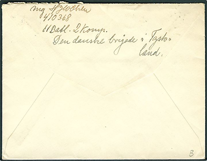 10 øre Chr. X i parstykke på brev stemplet Den danske Brigade / 2 / * i Tyskland * d. 30.6.1947 til Hjortespring pr. Herlev. Fra detn danske forlægning i Jever.