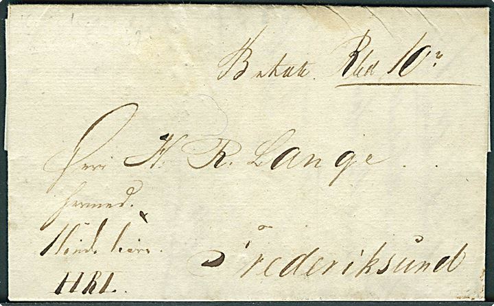 1839. Pakkefølgebrev med indhold dateret Kjøbenhavn d. 22.5.1839 til Frederikssund.