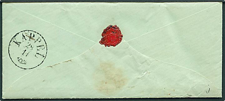 1862. Ufrankeret pakkefølgebrev påskrevet franco og 10 Lod med antiqua Sterup d. 28.11.1862 til Geltingen pr. Cappeln.