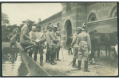 Heste og officerer fra 3. Dragonreigment i Aarhus. Fotokort u/no.