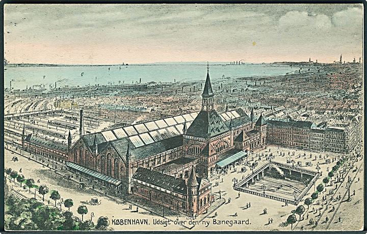 Udsigt over den ny Banegaard, København. Stenders no. 17554.