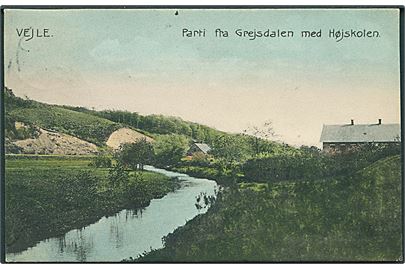 Parti fra Grejsdalen med Højskolen, Vejle. H. B. no. 10543.