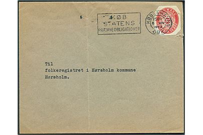 30 øre helsagsafklip som frankering på brev fra København d. 6.11.1954 til Hørsholm.