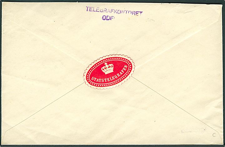 Den danske Statstelegraf Telegram kuvert T27 (5-59) sendt som ufrankeret Telegrafsag fra Odense d. 13.8.1964 til Højby Fyn.