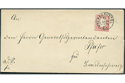1 gr. Stort Bryskskjold på brev fra Wolfenbüttel d. 30.12.1874 til Braunschweig.