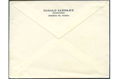 10 øre Chr. X i parstykke på fortrykt kuvert fra sognepræst Harald Sandbæk, Hersom pr. Hobro annulleret med udslebet stjernestempel KLEITRUP og sidestemplet Hobro d. 1.9.1943 til Hjermind pr. Bjerringbro. Harald Sandbæk var feltpræst ved den danske Finlands-bataljon 1940, aktiv i modstandsbevægelsen fra 1942, bl.a. jernbanesabotage, og blev arresteret af Gestapo d. 15.9.1944. Befriet i forbindelse med RAF angrebet på Gestapo hovedkvarteret i Aarhus d. 31.10.1944 og gik under jorden. Flygtet til Sverige og siden London, for i marts 1945 at vende tilbage til Sverige som feltpræst ved den danske brigades 3. Bataljon i Ronneby Brunn.  
