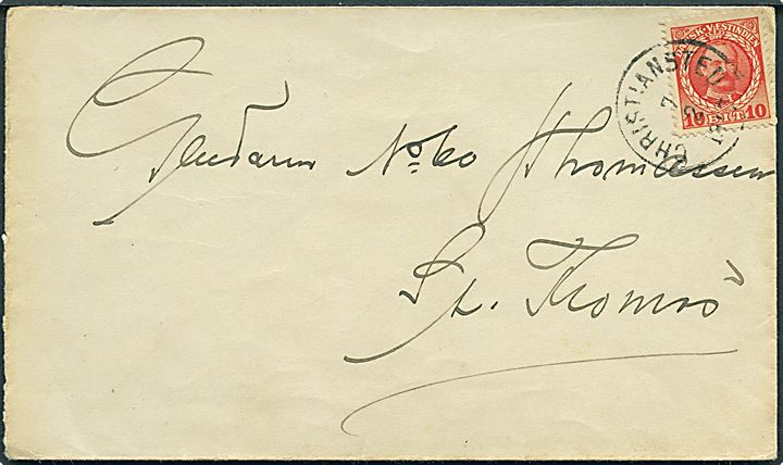 10 bit Fr. VIII på brev fra gendarm no. 40 Valdemar Jensen i Christiansted d. 7.2.1917 til gendarm no. 60 Thomassen på St. Thomas.