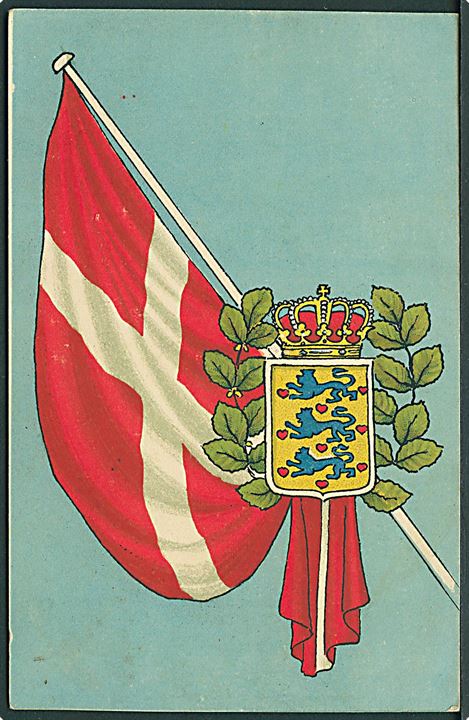 Dansk flag og våbenskjold. Alex Vincents no. 495.