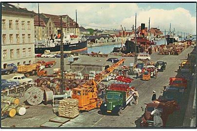 Havneparti med Skibe & Lastbiler, København. Rudolf Olsens Kunstforlag no. 29.